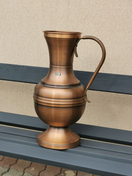 Vaza cupru masiv 60cm hand made flori decor ulcior rustic vintage