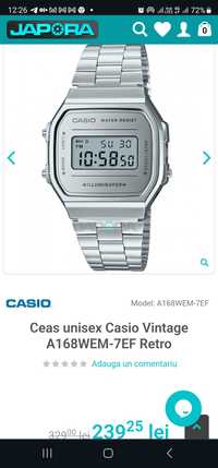 Ceas unisex Casio Vintage A168WEM-7EF Retro