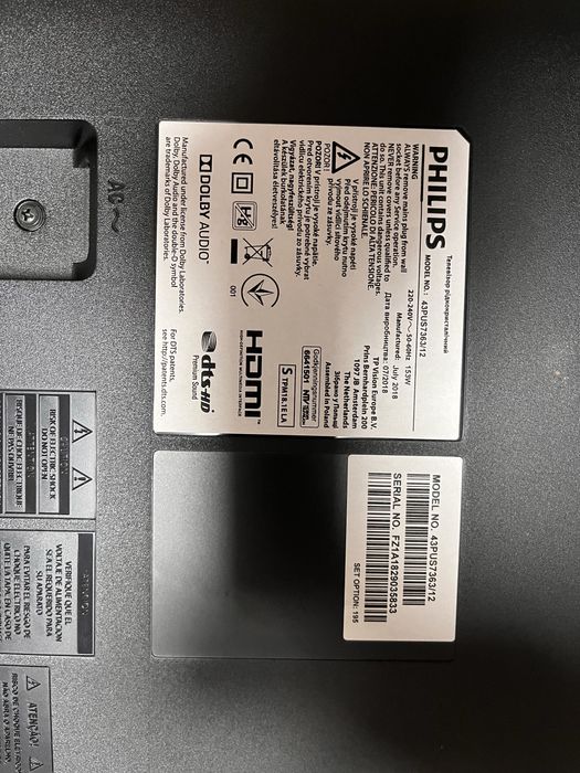 Philips Ambilight 43PUS7363/12 за части (счупен екран)