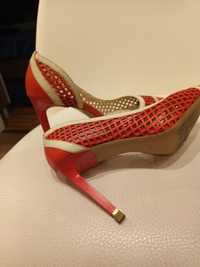 Червени летни обувки на висок ток GiAnni