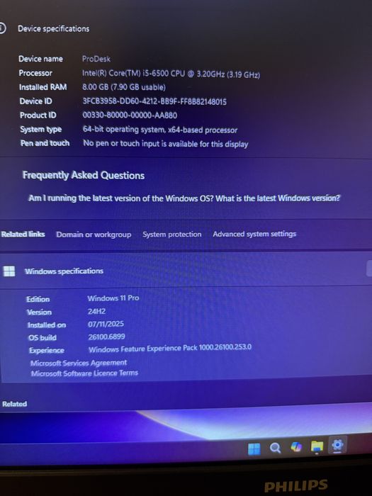 Desktop HP ProDesk 400G3+Monitor 24”