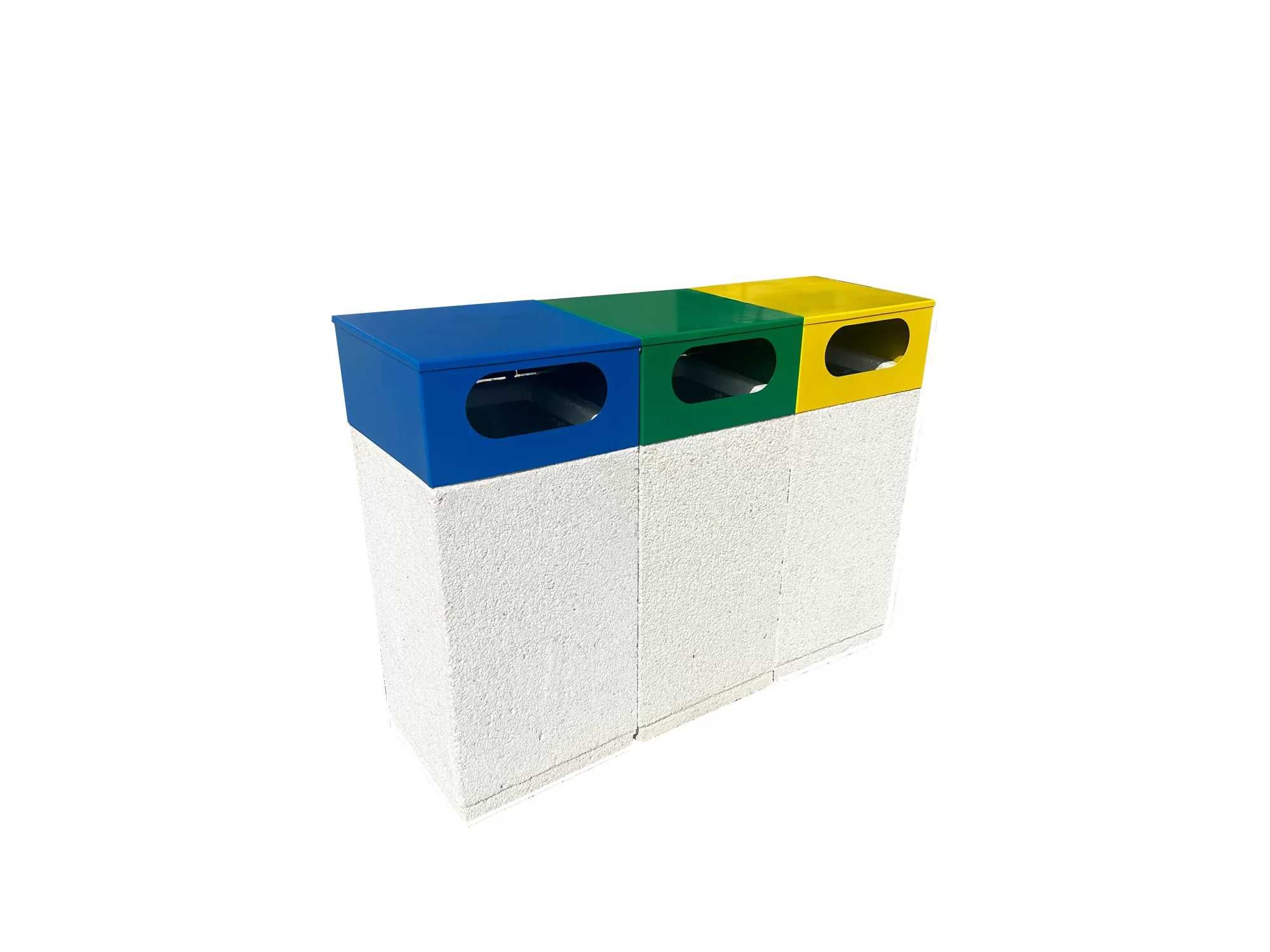 Coș de gunoi stradal selectiv din beton alb 38×70 cm