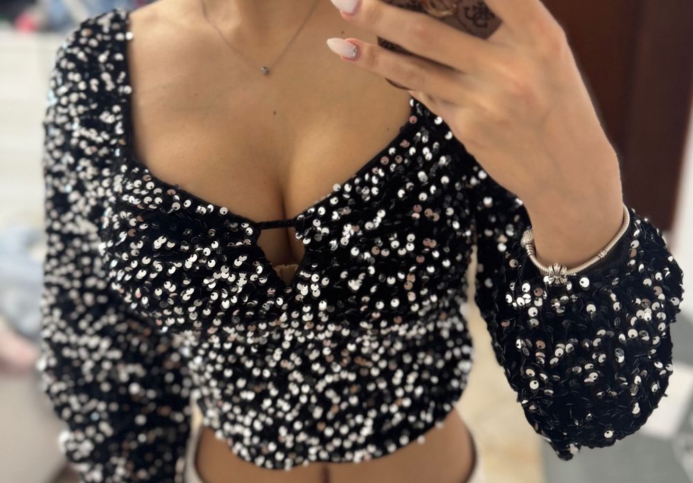 Дамски блестящ топ