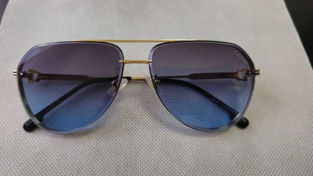Ochelari de soare Cartier lentile albastre, rame metalice