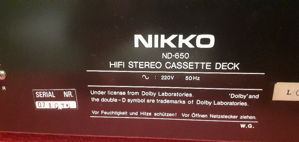 Stereo cassette deck Nikko ND-650