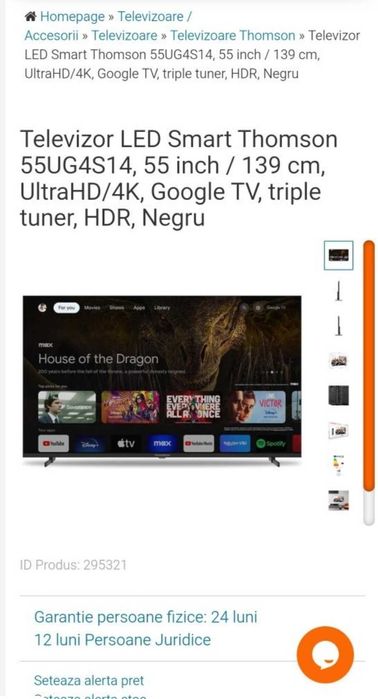 Televizor LED Smart THOMSON 55UG4S14, Ultra HD 4K, 139cm