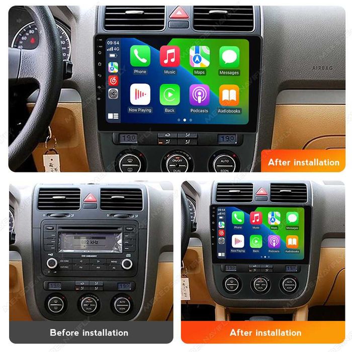 Navigatie Android 14 Golf 5 Jetta 2004+ 1/8 Gb Waze CarPlay + CAMERA