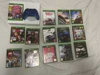 Xbox One + 2 Controlere + 14 Jocuri Fizice (GTA V, Forza, FIFA, WWE)