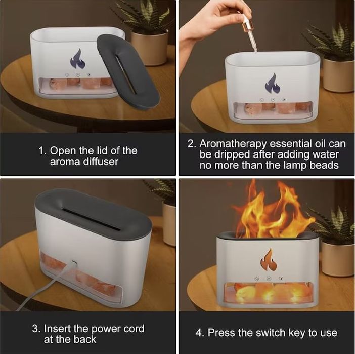 Difuzor Aromaterapie, Umidificator cu Sare de Himalaya 250ml