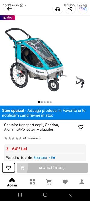 Carucior,remorca transport copii Qeridoo