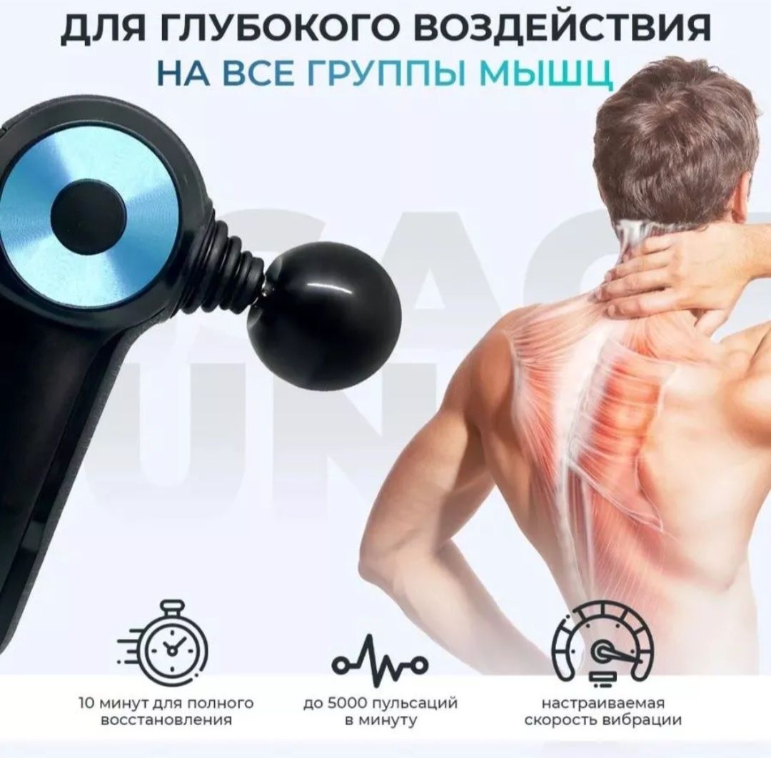 Перкуссионный ударный массажер Massage Gun Sk-8890 массажный пистолет