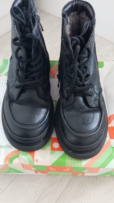 Кожаные зимние сапоги