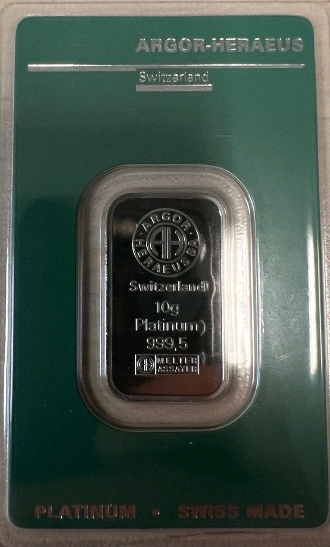 Vanzare lingou platină de 10g de la Argor Heraeus,