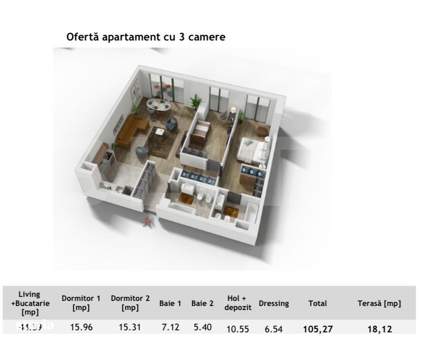 Apartament 3 camere ,97 mp, zona Centrala in cel mai exclusivist bloc