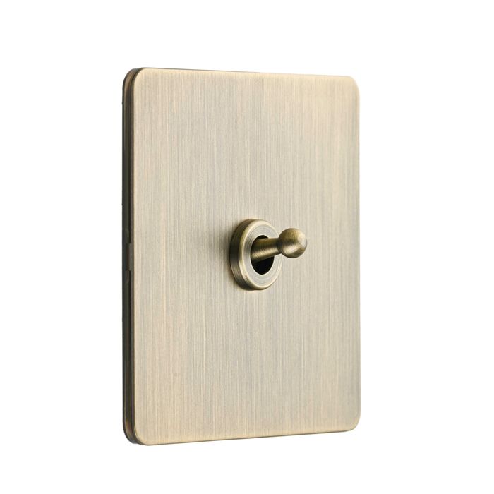 Intrerupator metalic, 2Gang 2Way, 10A, Negru/Auriu, doza inclusa