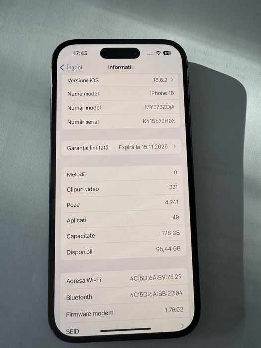 Iphone 16 negru în garanție