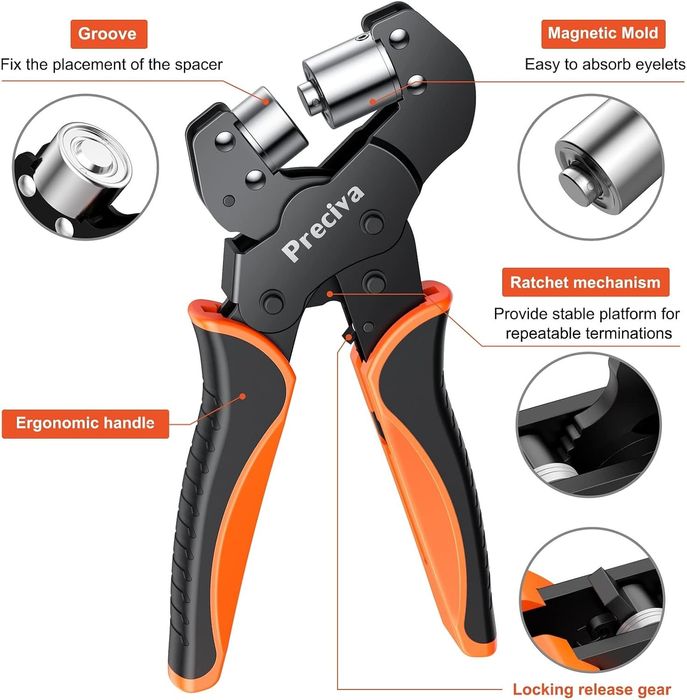 ПРО к-кт клещи за поставяне на капси + 400бр капси за брезенти, тенти