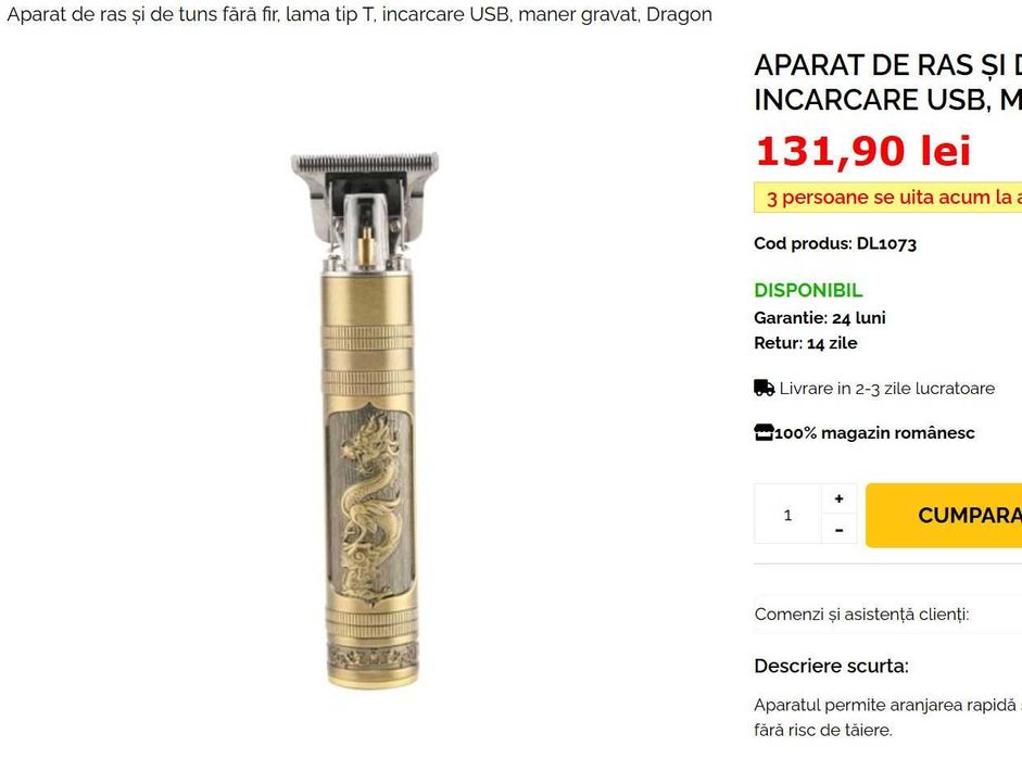 Aparat de tuns fără fir - NOU - cadou excelent!