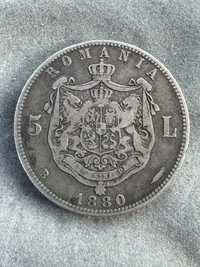 Moneda argint  Carol l anul 1880 argint