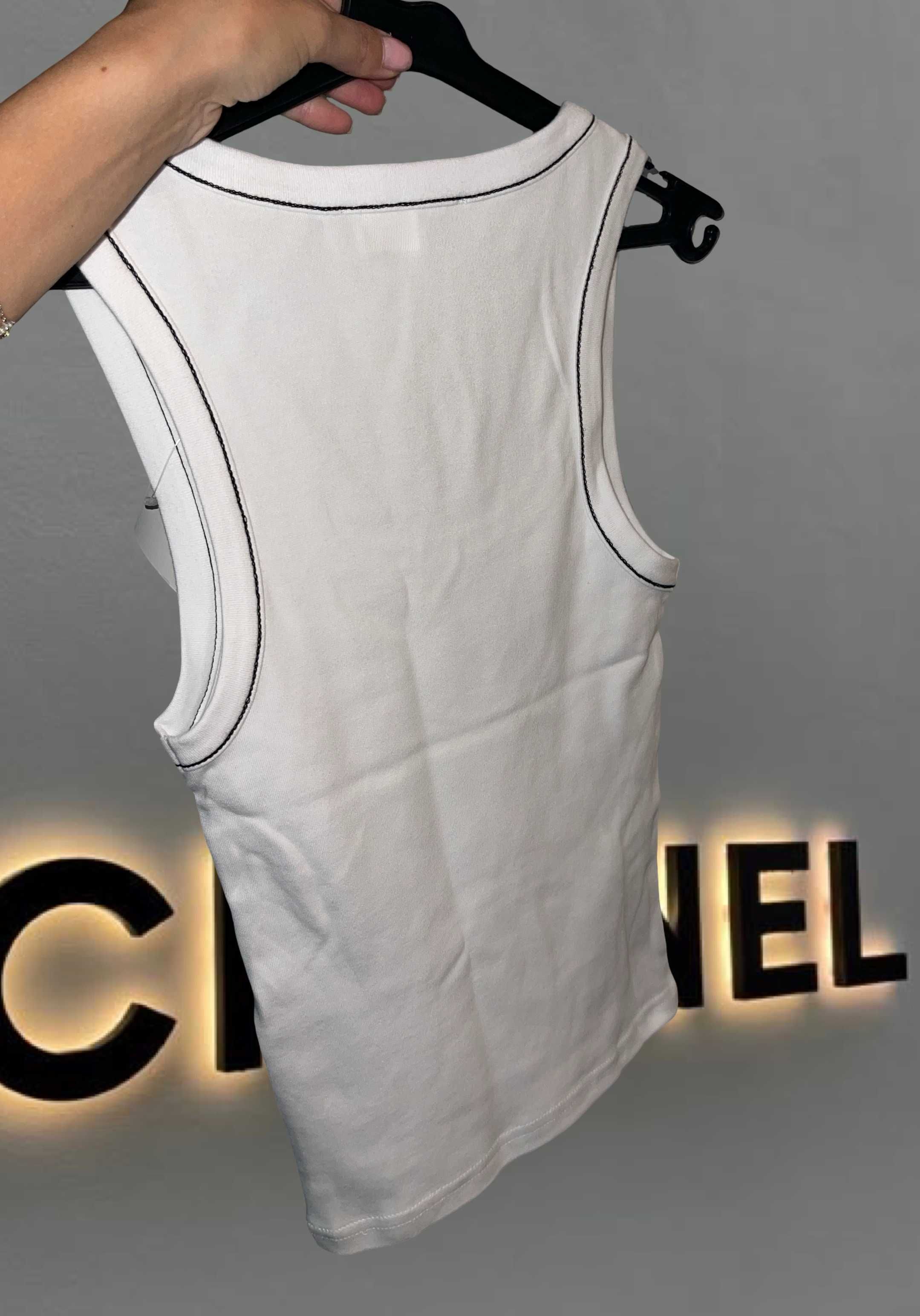 шанел топ потник бял с черно тениска горница памук chanel 2025 модел