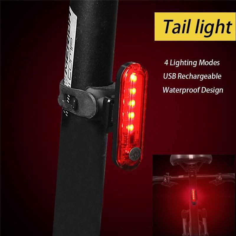 Set 2 lumini LED bicicleta fata spate rosie alba lanterna far ghidon