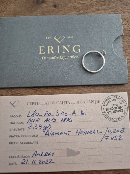 Inel logodna aur alb