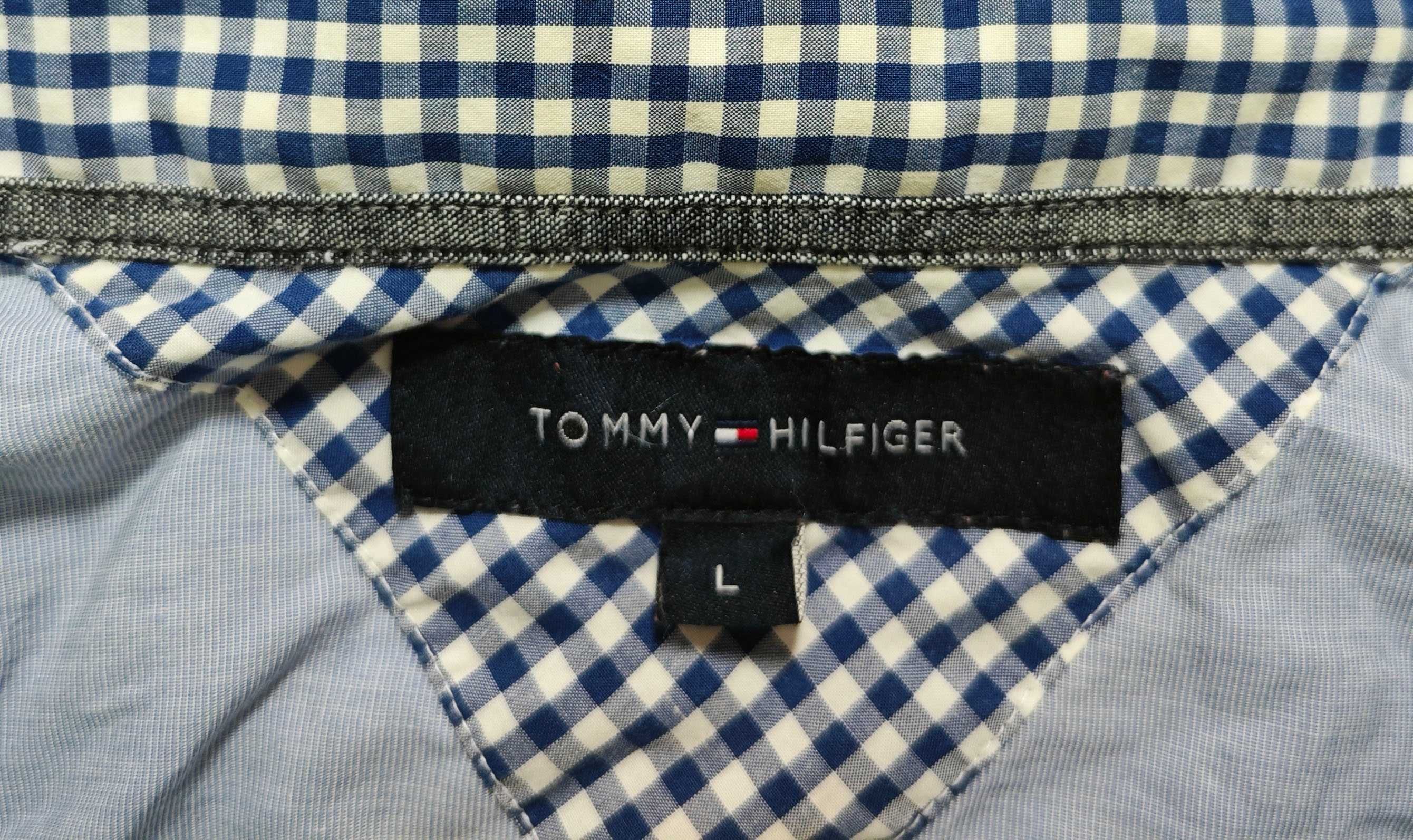 Tommy Hilfiger Оригинална мъжка риза с къс ръкав зелено каре размер L