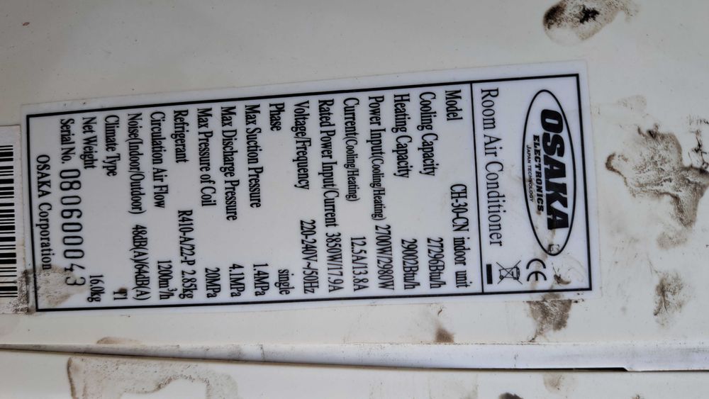 Конвенционален климатик OSAKA CH-30-CN, 30000 BTU