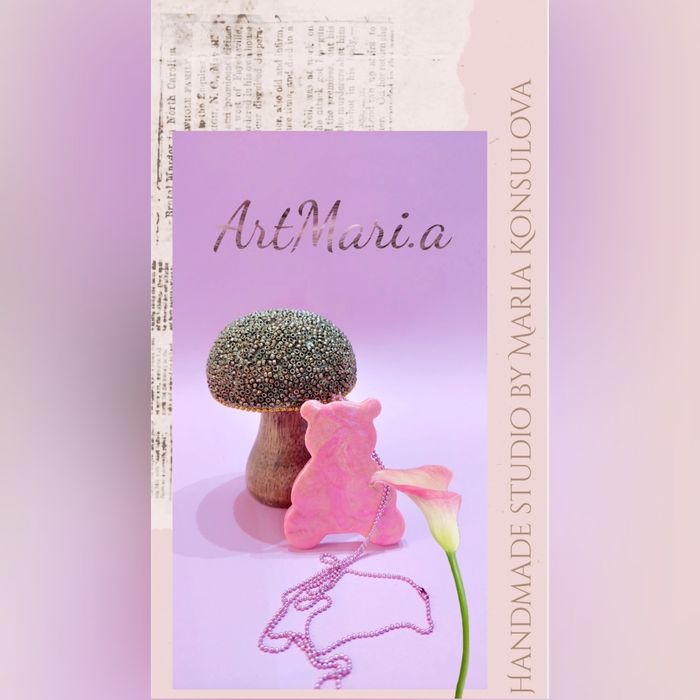 Колие от полимерна глина - мечка