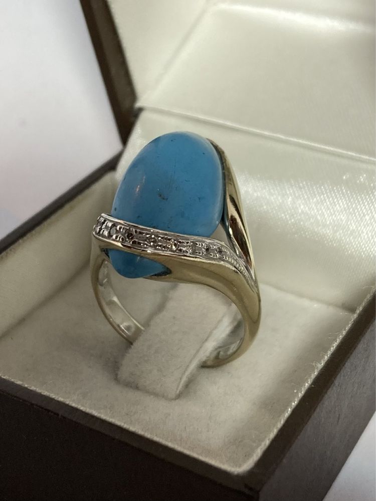 Inel aur 18kt.cu turquoise si diamante