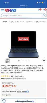 Lenovo gaming i5-10300h ,GeForce 1650cu 4gb dedicati 2.50ghz