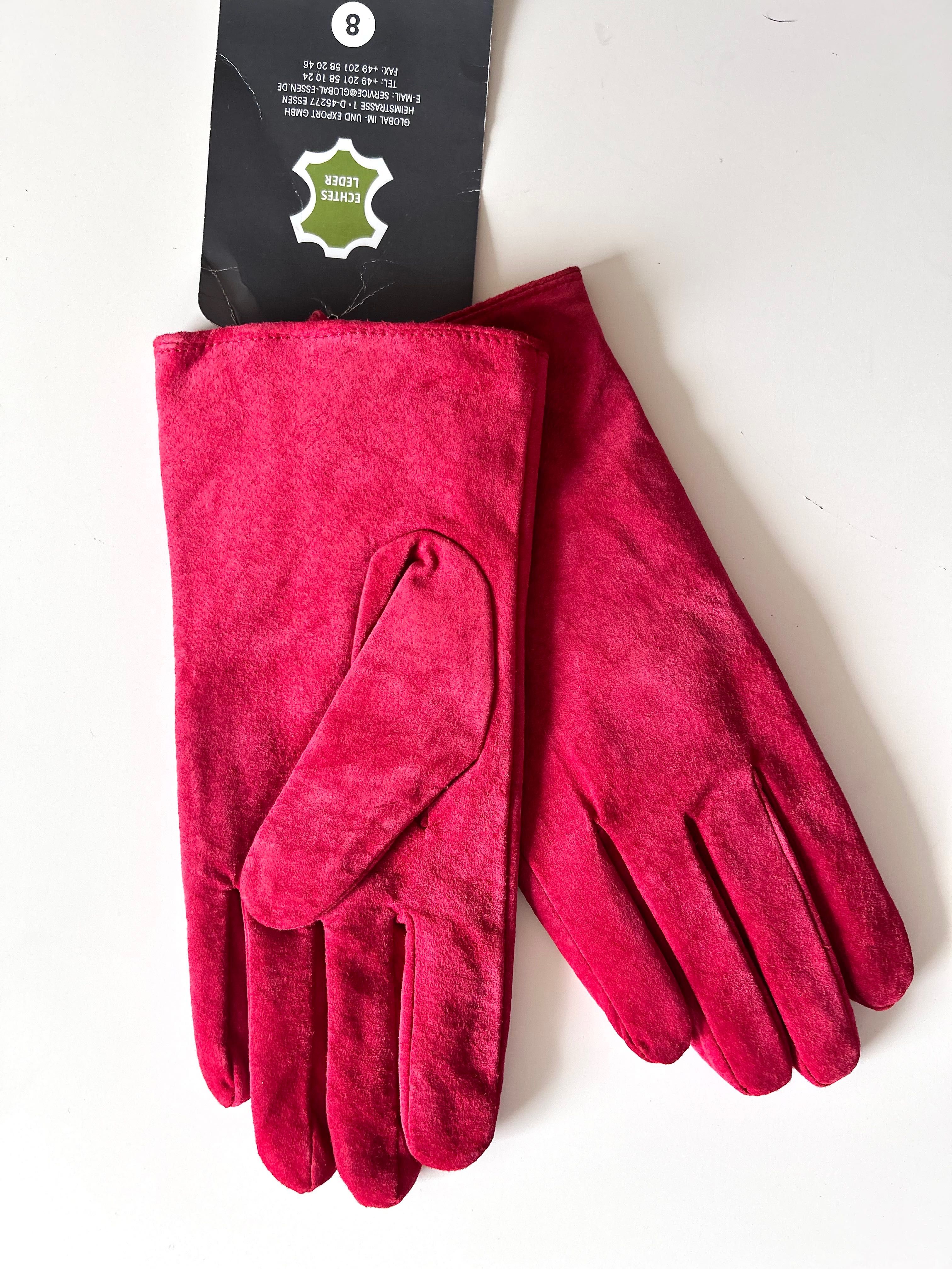 Нови кожени ръкавици в цвят малина