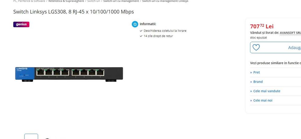 Swick Linksis LGS308 cu 8 porturi smart gigabit