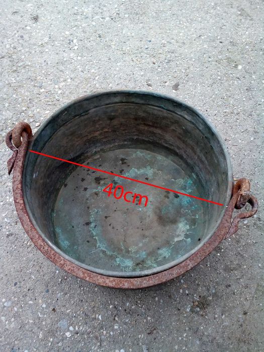 Vand Ceaun Cupru 20L cu maner din fier forjat- fara sparturi/gauri