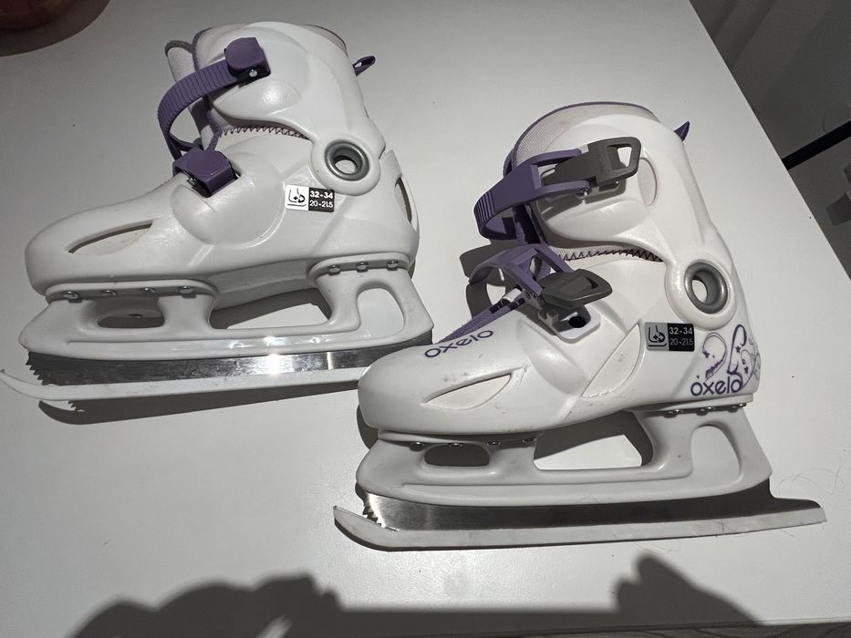 Patine gheată OXELO Play 3 Alb Fete reglabile ( marimea 32-34)