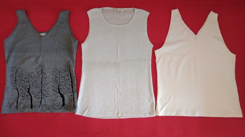 Къси блузки и потници памучни и изкуствени материи размери S и M