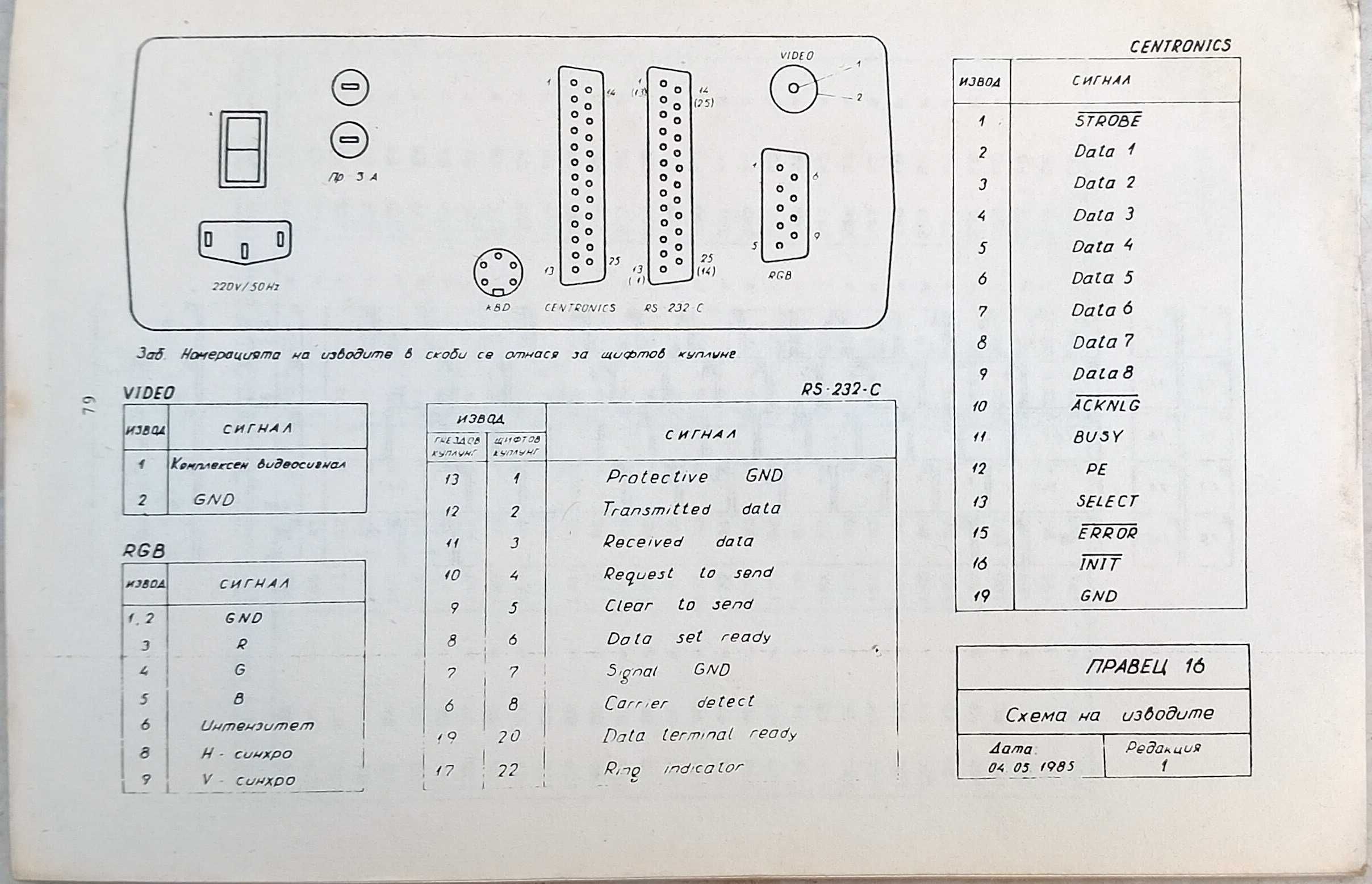 Оригинално ръководство за персонален компютър Правец-16 от 1986 г.