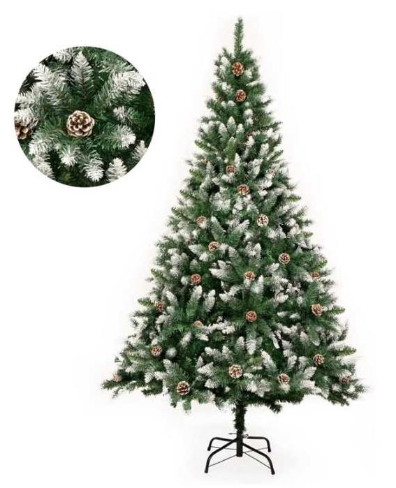 Brad Artificial GIGALUMI de 150 cm, Montabil, cu Zapada si Conuri