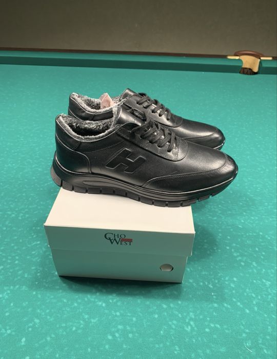 Мужская Турецкая обувь из натуральной кожи. Натуральный мех.