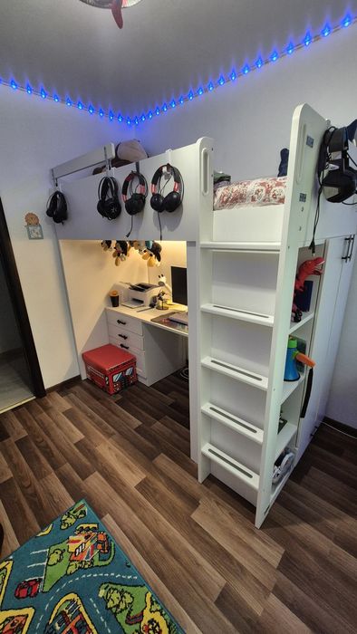 Cadru pat supraetj+birou+depozitare SMÅSTAD, IKEA