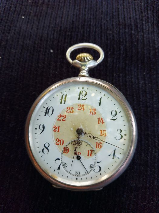 7 Ceas buzunar Germania argint 800 masiv,49 mm,impecabil,fără probleme