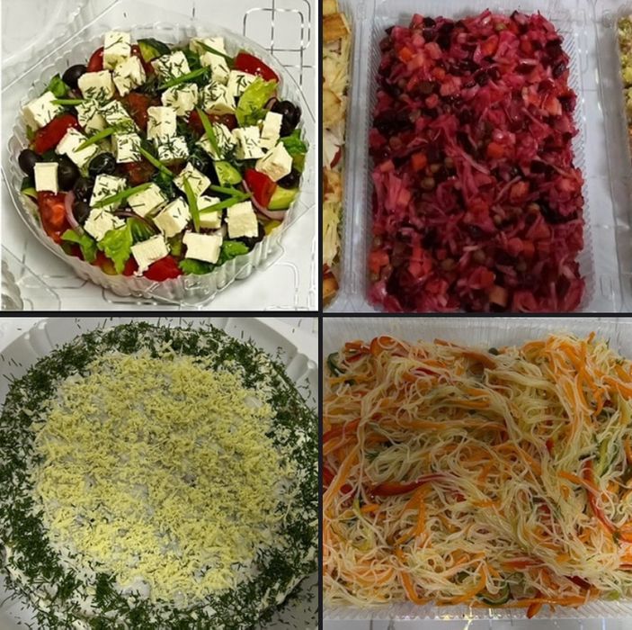 Манты, пельмени, вареники, салаты