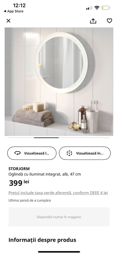 Oglinda baie cu lumina integrata