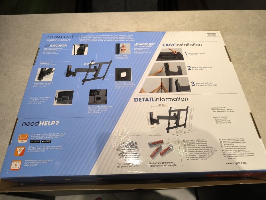 TV Стойка за стена VOGELS TVM 3443 черна, подвижна, до 65 инча и 25кг