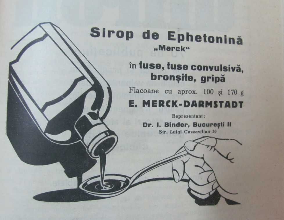 Sticla Veche Colectie Sirop de Ephetonina contra tusei MERCK Darmstadt