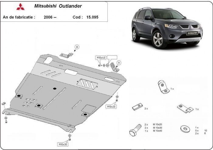 Scut metalic pentru motor Mitsubishi Outlander 2006-2012 - otel 3mm