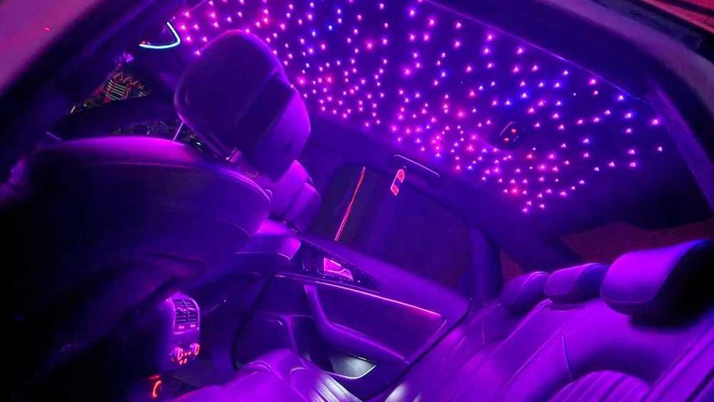 Retapitare plafon Range Rover textil/alcantara gri/negru/bej + lumini