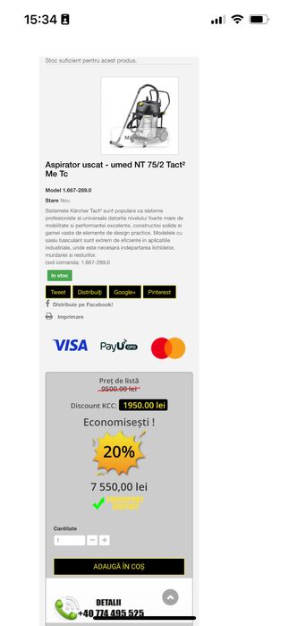 Karcher_Aspirator Professional uscat - umed NT 75/2 Tact² Me Tc