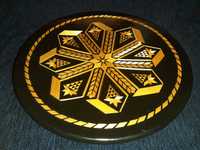 Красива декоративна дървена чиния за стена - ф22 см