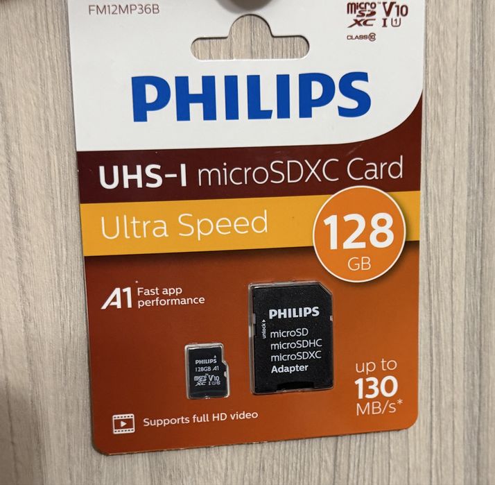 Memorie card Philips, microSD 128GB + adaptor